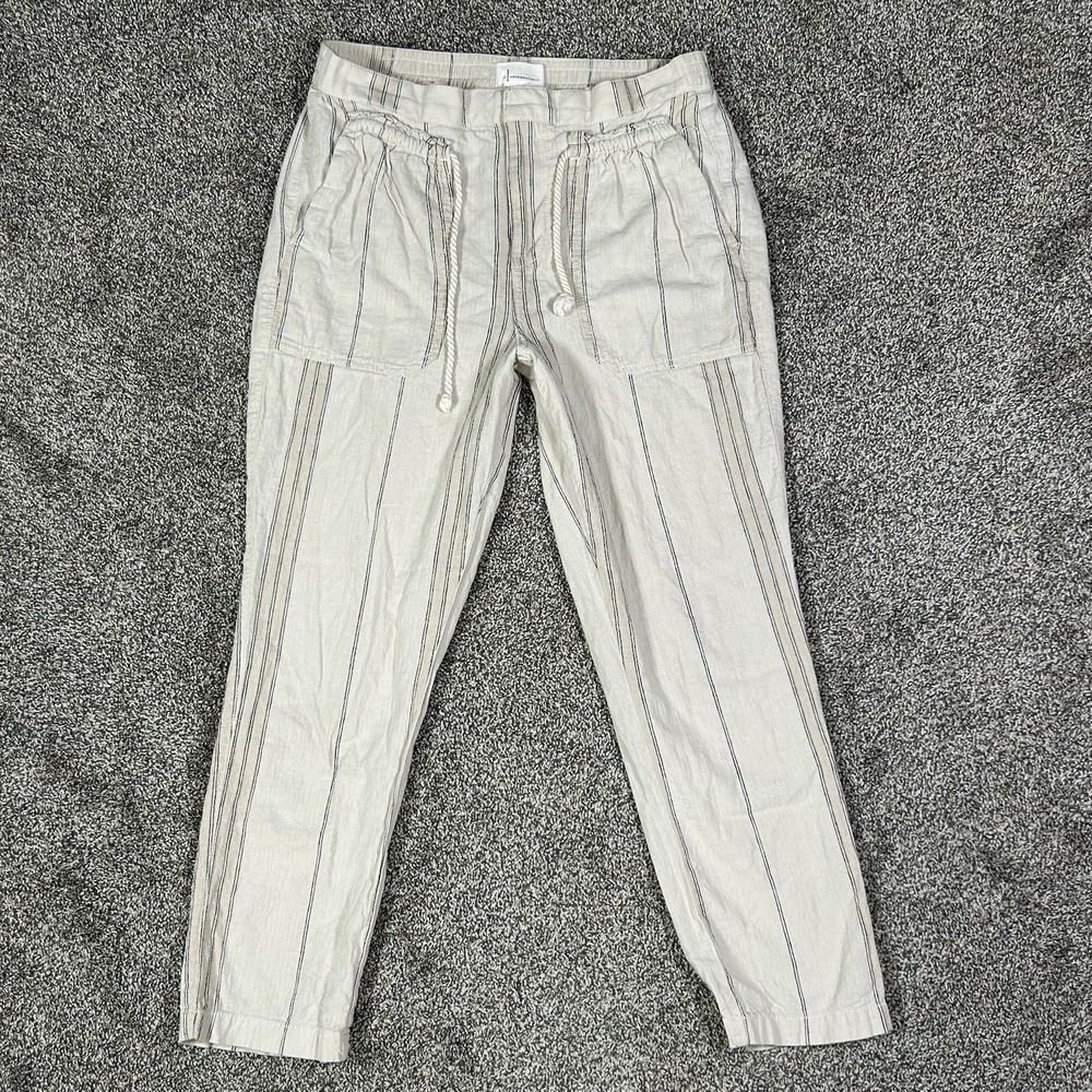 Anthropologie Seashore Pant Linen Blend Rope Tie Striped Women Small Casual Boho - Picture 1 of 11